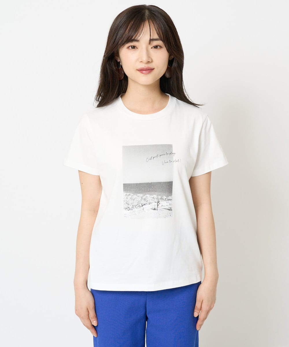 F6KHA23120 MICHEL KLEIN(小さいサイズ)(メゾン ドゥ サンク) [小さいサイズ]フォトプリントTシャツ ホワイト
