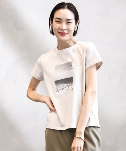 Maison de CINQ(メゾン ドゥ サンク) [小さいサイズ]フォトプリントTシャツ ライトグレー/灰 36