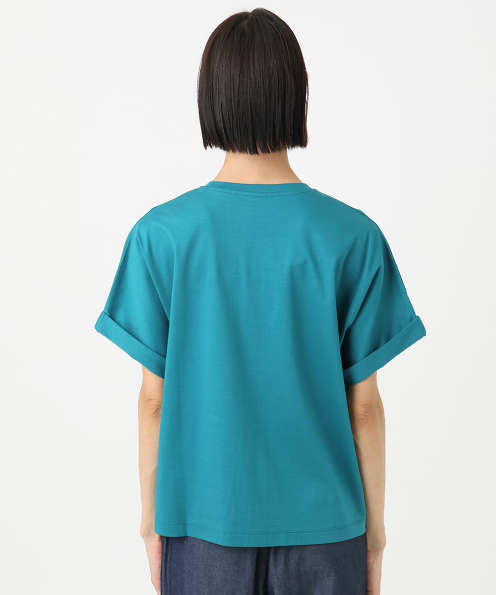 F6KHA29150 MICHEL KLEIN(小さいサイズ)(メゾン ドゥ サンク) [小さいサイズ]ロールアップスリーブカットソー(着心地抜群) ピンク