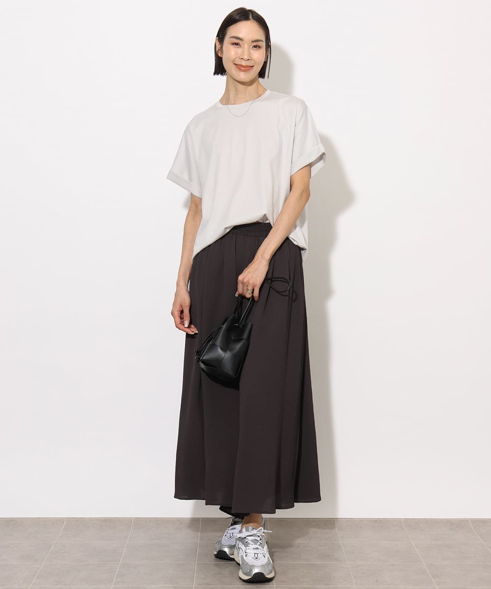 F6KHA29150 MICHEL KLEIN(小さいサイズ)(メゾン ドゥ サンク) [小さいサイズ]ロールアップスリーブカットソー(着心地抜群) ピンク