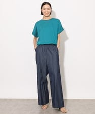 F6KHA29150 MICHEL KLEIN(小さいサイズ)(メゾン ドゥ サンク) [小さいサイズ]ロールアップスリーブカットソー(着心地抜群) ピンク