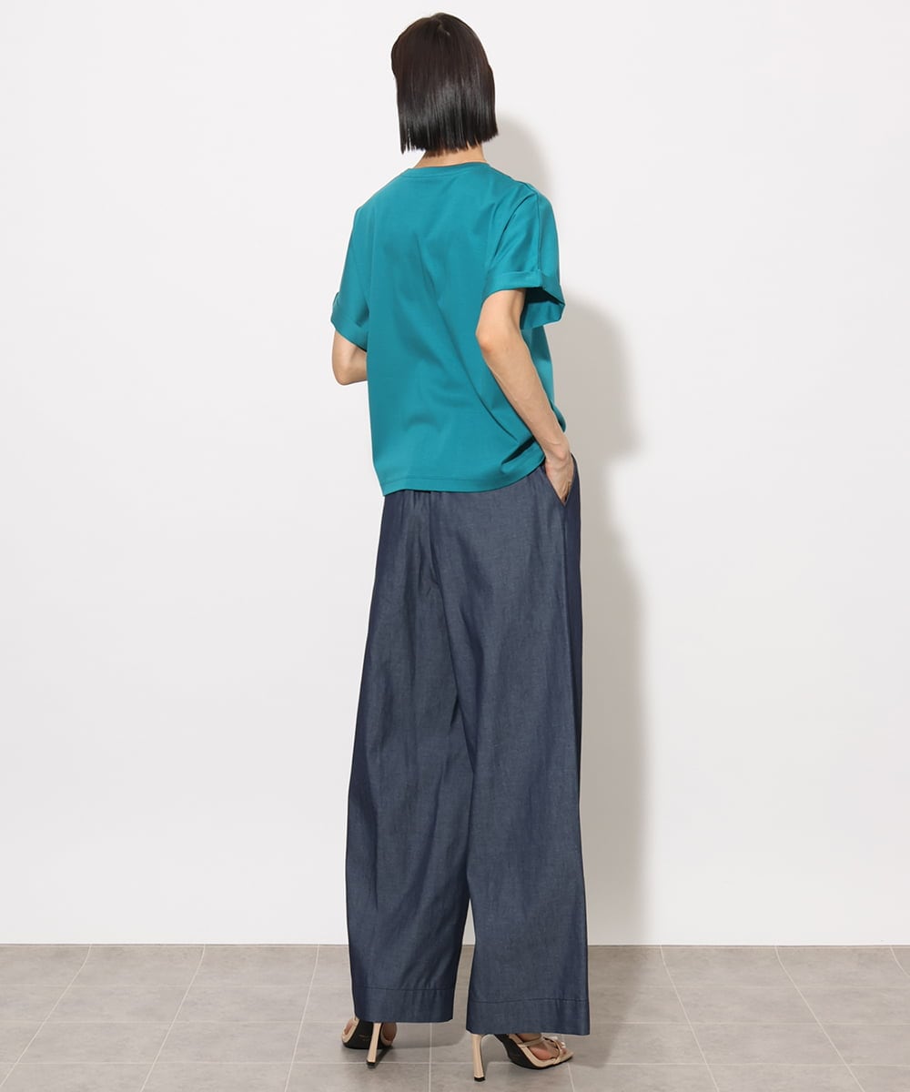 F6KHA29150 MICHEL KLEIN(小さいサイズ)(メゾン ドゥ サンク) [小さいサイズ]ロールアップスリーブカットソー(着心地抜群) ピンク