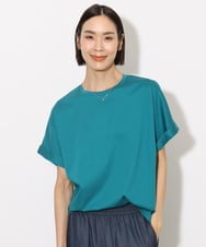 F6KHA29150 MICHEL KLEIN(小さいサイズ)(メゾン ドゥ サンク) [小さいサイズ]ロールアップスリーブカットソー(着心地抜群) ライトグリーン