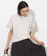 F6KHA29150 MICHEL KLEIN(小さいサイズ)(メゾン ドゥ サンク) [小さいサイズ]ロールアップスリーブカットソー(着心地抜群) グレージュ