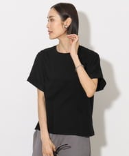 F6KHA29150 MICHEL KLEIN(小さいサイズ)(メゾン ドゥ サンク) [小さいサイズ]ロールアップスリーブカットソー(着心地抜群) ブラック