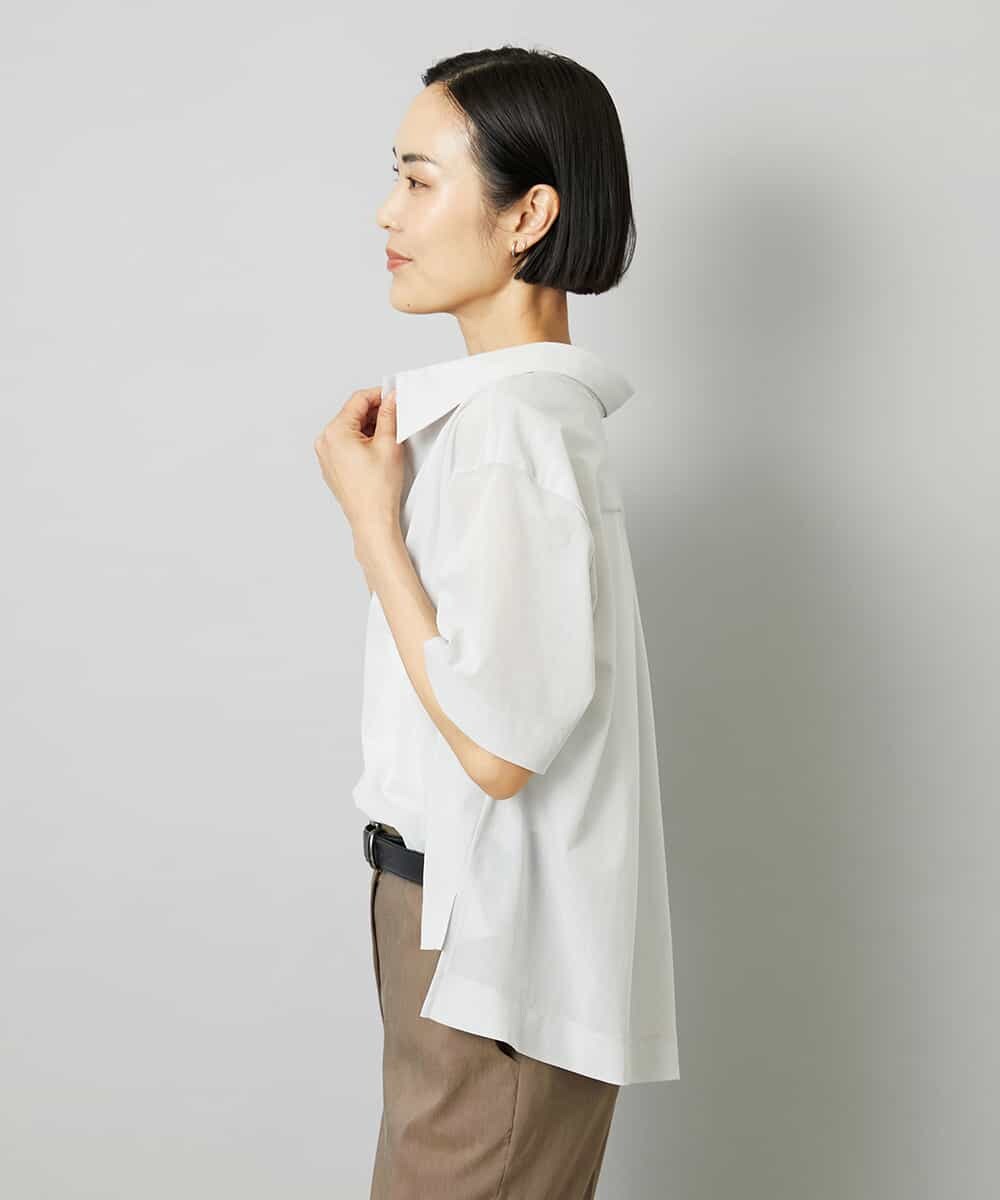 F6KHD03190 MICHEL KLEIN(小さいサイズ)(メゾン ドゥ サンク) [小さいサイズ]スキッパーシアーシャツ ブラック