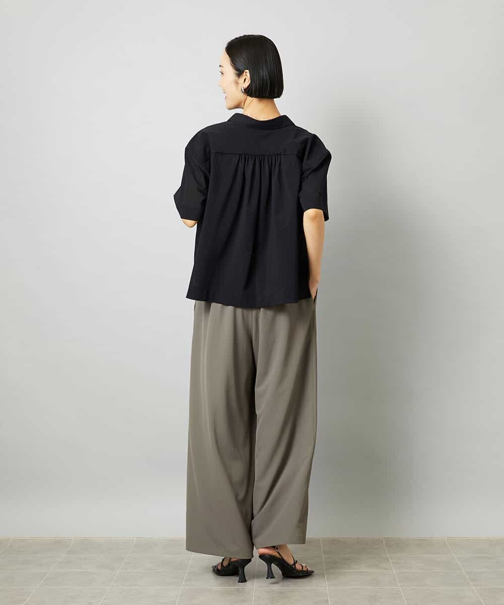 F6KHD03190 MICHEL KLEIN(小さいサイズ)(メゾン ドゥ サンク) [小さいサイズ]スキッパーシアーシャツ ブラック