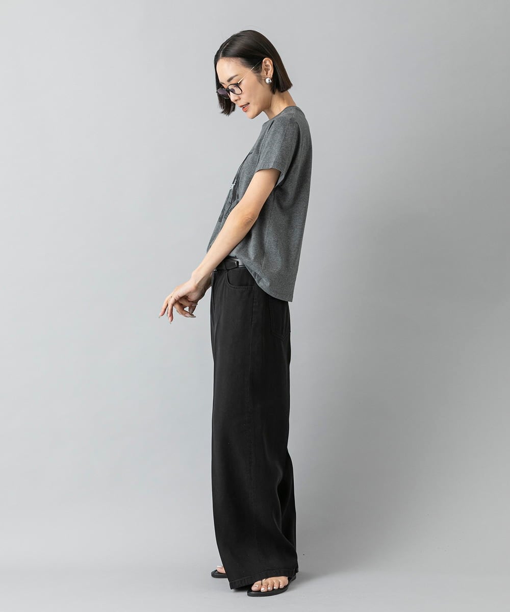 F6KHD27120 MICHEL KLEIN(小さいサイズ)(メゾン ドゥ サンク) [小さいサイズ]フォトTシャツ ダークグレー
