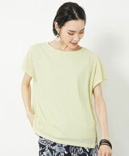 F6KHV28170 MICHEL KLEIN(小さいサイズ)(メゾン ドゥ サンク) [小さいサイズ]フレンチスリーブシアーカットソー(夏の1枚着におすすめ) ライムイエロー(30)