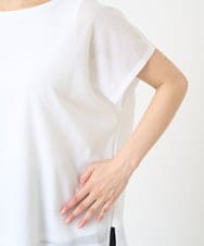 F6KHV28170 MICHEL KLEIN(小さいサイズ)(メゾン ドゥ サンク) [小さいサイズ]フレンチスリーブシアーカットソー(夏の1枚着におすすめ) ライムイエロー(30)