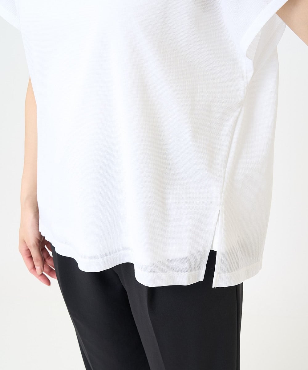 F6KHV28170 MICHEL KLEIN(小さいサイズ)(メゾン ドゥ サンク) [小さいサイズ]フレンチスリーブシアーカットソー(夏の1枚着におすすめ) ライムイエロー(30)