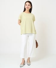 F6KHV28170 MICHEL KLEIN(小さいサイズ)(メゾン ドゥ サンク) [小さいサイズ]フレンチスリーブシアーカットソー(夏の1枚着におすすめ) ライムイエロー(30)