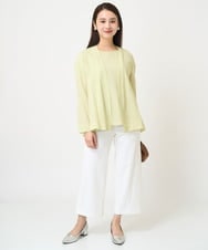 F6KHV28170 MICHEL KLEIN(小さいサイズ)(メゾン ドゥ サンク) [小さいサイズ]フレンチスリーブシアーカットソー(夏の1枚着におすすめ) ライムイエロー(30)