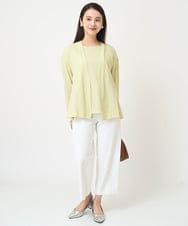 F6KHV28170 MICHEL KLEIN(小さいサイズ)(メゾン ドゥ サンク) [小さいサイズ]フレンチスリーブシアーカットソー(夏の1枚着におすすめ) ライムイエロー(30)