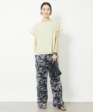 F6KHV28170 MICHEL KLEIN(小さいサイズ)(メゾン ドゥ サンク) [小さいサイズ]フレンチスリーブシアーカットソー(夏の1枚着におすすめ) ライムイエロー(30)