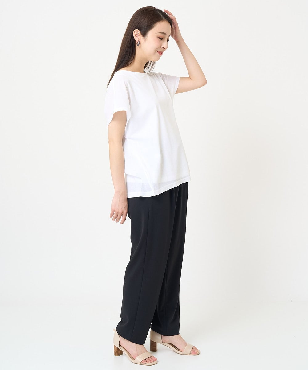 F6KHV28170 MICHEL KLEIN(小さいサイズ)(メゾン ドゥ サンク) [小さいサイズ]フレンチスリーブシアーカットソー(夏の1枚着におすすめ) ライムイエロー(30)