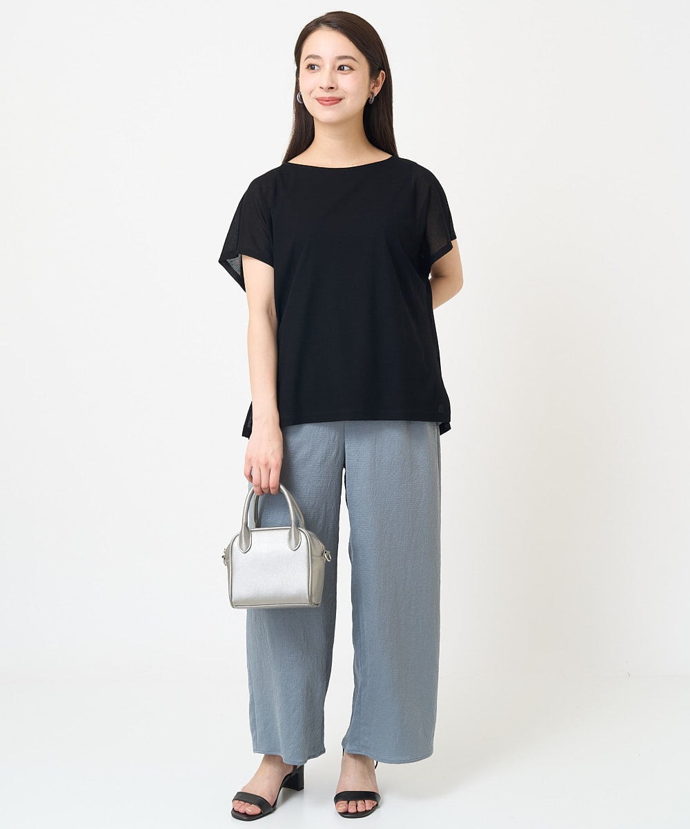 F6KHV28170 MICHEL KLEIN(小さいサイズ)(メゾン ドゥ サンク) [小さいサイズ]フレンチスリーブシアーカットソー(夏の1枚着におすすめ) ライムイエロー(30)