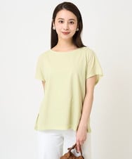 F6KHV28170 MICHEL KLEIN(小さいサイズ)(メゾン ドゥ サンク) [小さいサイズ]フレンチスリーブシアーカットソー(夏の1枚着におすすめ) ライムイエロー(30)