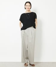 F6KHV28170 MICHEL KLEIN(小さいサイズ)(メゾン ドゥ サンク) [小さいサイズ]フレンチスリーブシアーカットソー(夏の1枚着におすすめ) ライムイエロー(30)