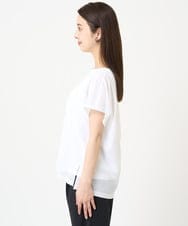 F6KHV28170 MICHEL KLEIN(小さいサイズ)(メゾン ドゥ サンク) [小さいサイズ]フレンチスリーブシアーカットソー(夏の1枚着におすすめ) ライムイエロー(30)