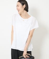 F6KHV28170 MICHEL KLEIN(小さいサイズ)(メゾン ドゥ サンク) [小さいサイズ]フレンチスリーブシアーカットソー(夏の1枚着におすすめ) ホワイト(90)