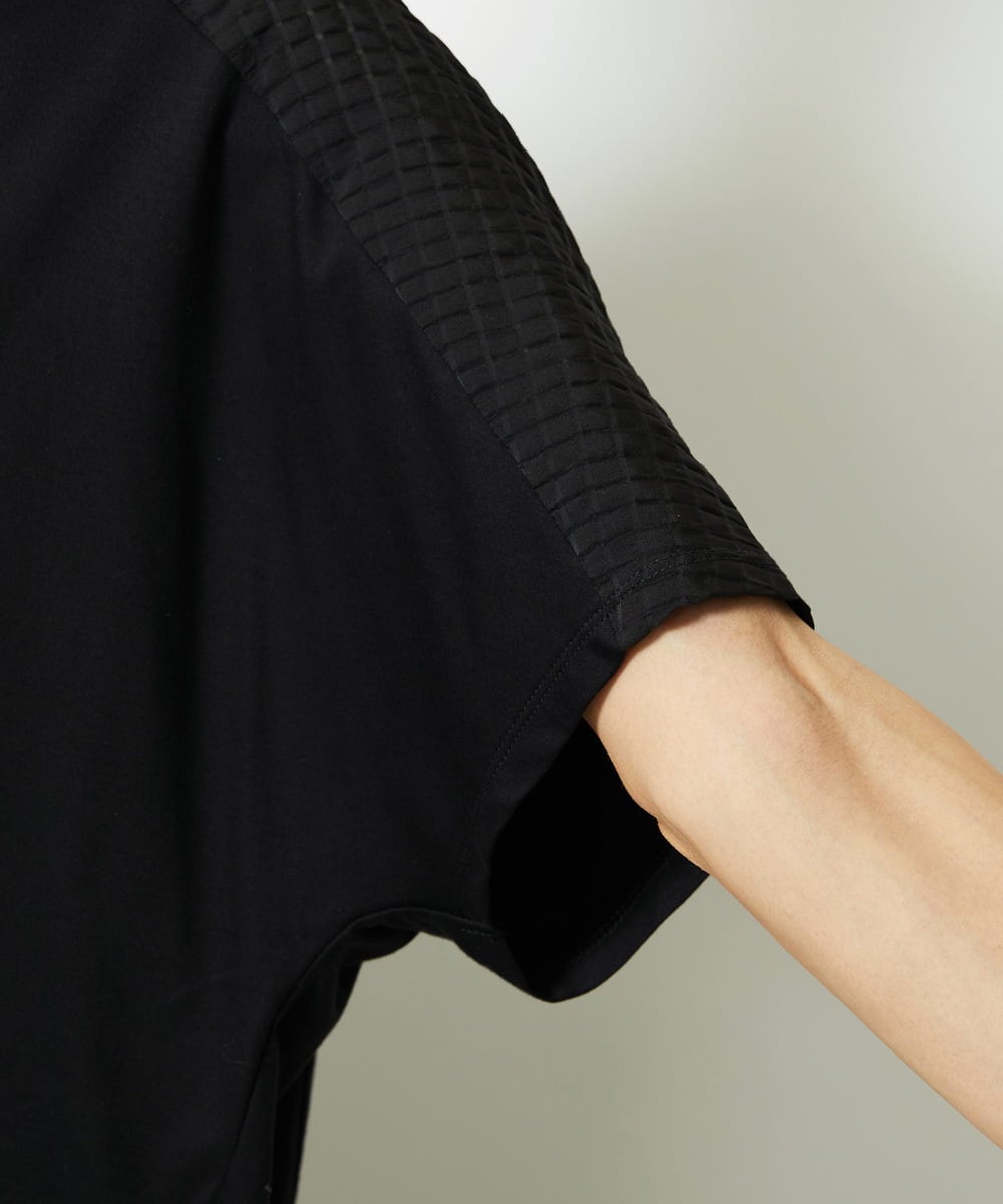 F6KJA05180 MICHEL KLEIN(小さいサイズ)(メゾン ドゥ サンク) ［小さいサイズ］トリオシアーチェックカットソー(セットアップ対応) ホワイト