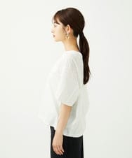 F6KJA05180 MICHEL KLEIN(小さいサイズ)(メゾン ドゥ サンク) ［小さいサイズ］トリオシアーチェックカットソー(セットアップ対応) ホワイト