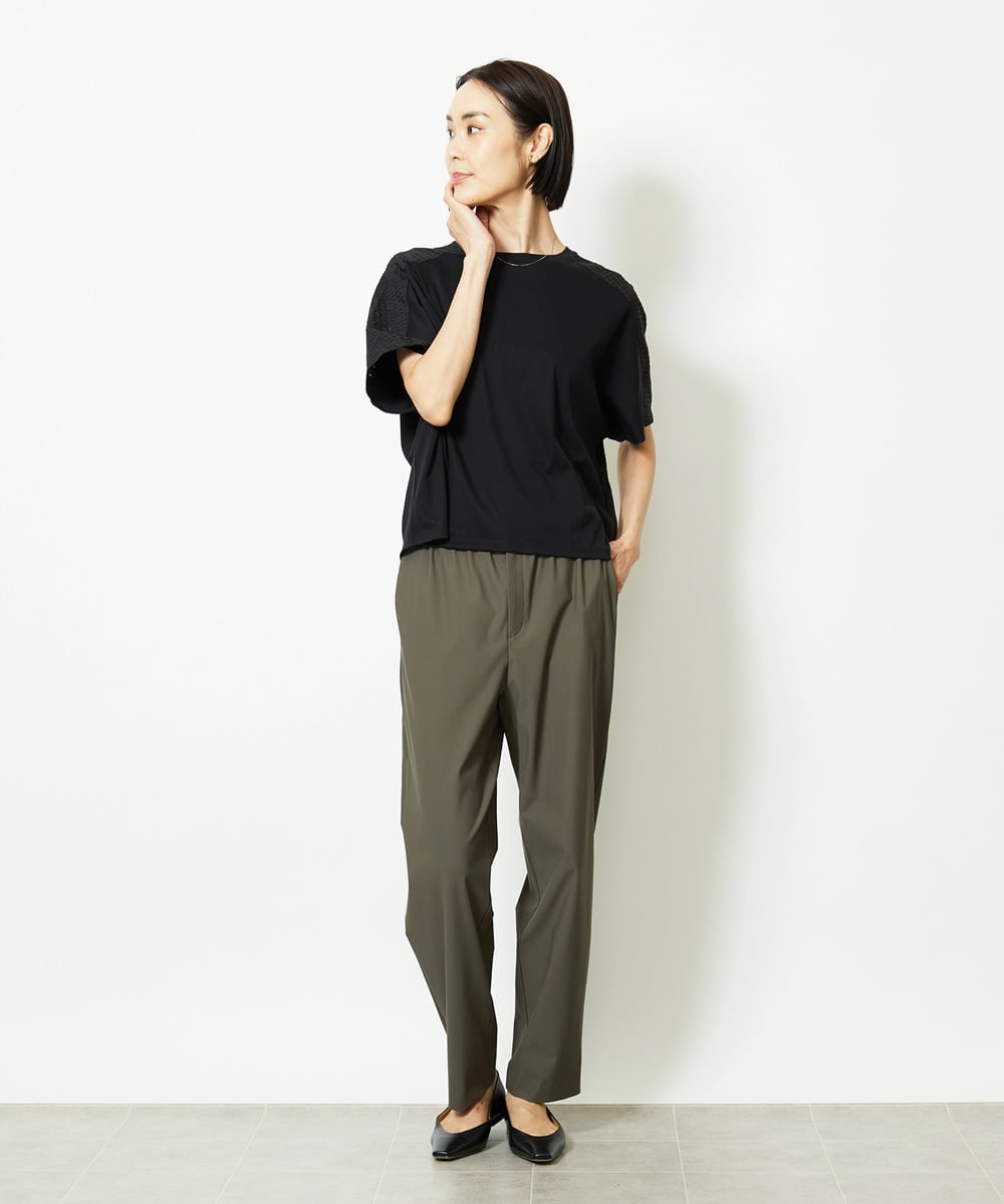 F6KJA05180 MICHEL KLEIN(小さいサイズ)(メゾン ドゥ サンク) ［小さいサイズ］トリオシアーチェックカットソー(セットアップ対応) ホワイト