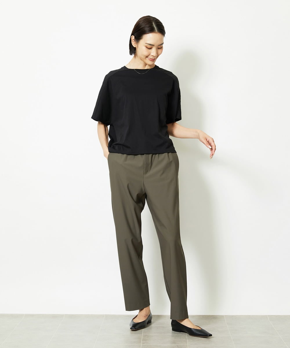 F6KJA05180 MICHEL KLEIN(小さいサイズ)(メゾン ドゥ サンク) ［小さいサイズ］トリオシアーチェックカットソー(セットアップ対応) ホワイト