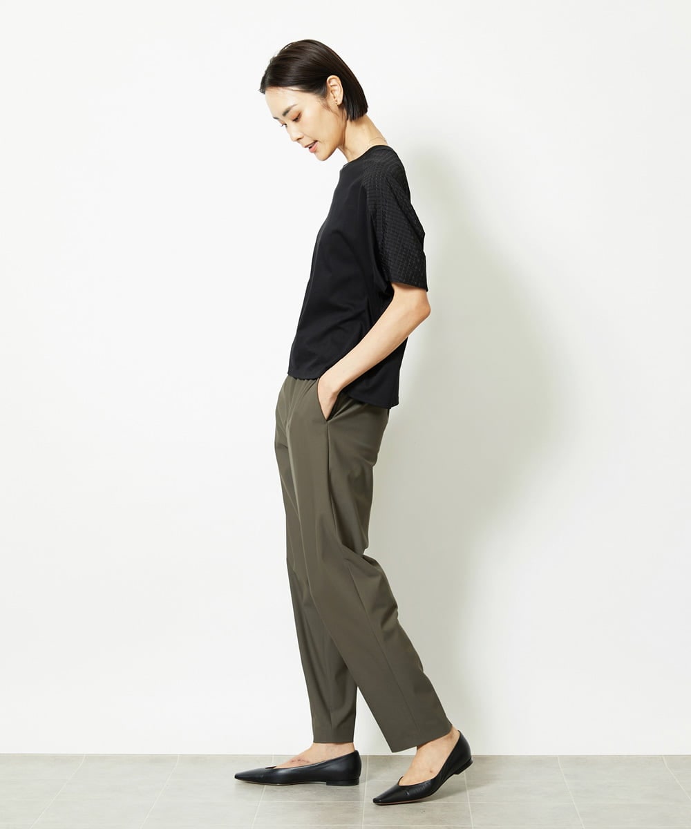 F6KJA05180 MICHEL KLEIN(小さいサイズ)(メゾン ドゥ サンク) ［小さいサイズ］トリオシアーチェックカットソー(セットアップ対応) ホワイト