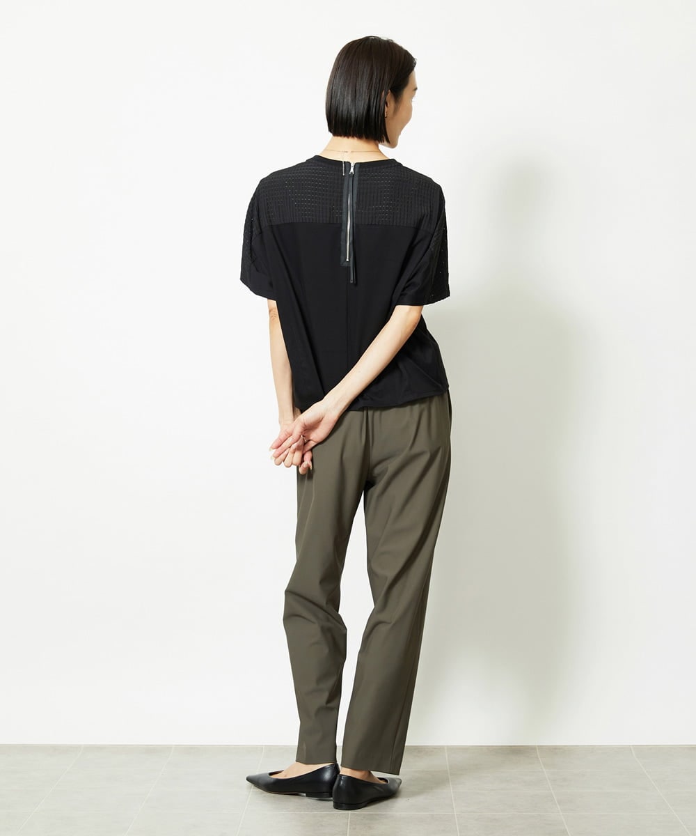 F6KJA05180 MICHEL KLEIN(小さいサイズ)(メゾン ドゥ サンク) ［小さいサイズ］トリオシアーチェックカットソー(セットアップ対応) ホワイト