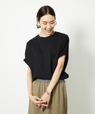 F6KJA33150 MICHEL KLEIN(小さいサイズ)(メゾン ドゥ サンク) [小さいサイズ]ギャザースリーブカットソー(接触冷感) ブラック