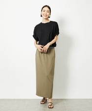 F6KJA33150 MICHEL KLEIN(小さいサイズ)(メゾン ドゥ サンク) [小さいサイズ]ギャザースリーブカットソー(接触冷感) ブラック