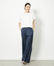 F6KJA33150 MICHEL KLEIN(小さいサイズ)(メゾン ドゥ サンク) [小さいサイズ]ギャザースリーブカットソー(接触冷感) ブラック