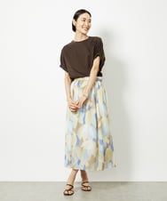 F6KJA33150 MICHEL KLEIN(小さいサイズ)(メゾン ドゥ サンク) [小さいサイズ]ギャザースリーブカットソー(接触冷感) ブラック