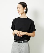 F6KJA33150 MICHEL KLEIN(小さいサイズ)(メゾン ドゥ サンク) [小さいサイズ]ギャザースリーブカットソー(接触冷感) ブラック