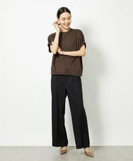 F6KJA33150 MICHEL KLEIN(小さいサイズ)(メゾン ドゥ サンク) [小さいサイズ]ギャザースリーブカットソー(接触冷感) ブラック