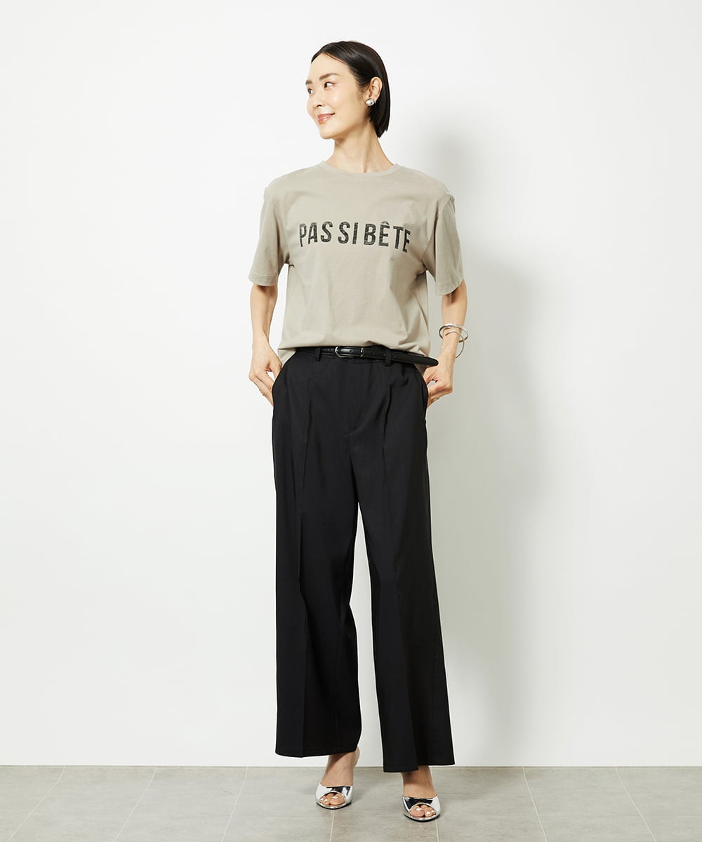 F6KJA41120 MICHEL KLEIN(小さいサイズ)(メゾン ドゥ サンク) [小さいサイズ]かすれプリントロゴＴシャツ カーキ