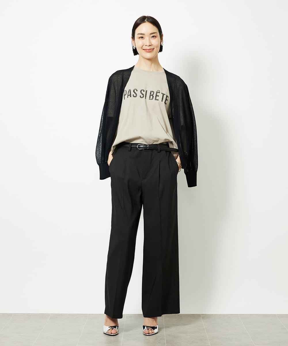 F6KJA41120 MICHEL KLEIN(小さいサイズ)(メゾン ドゥ サンク) [小さいサイズ]かすれプリントロゴＴシャツ カーキ