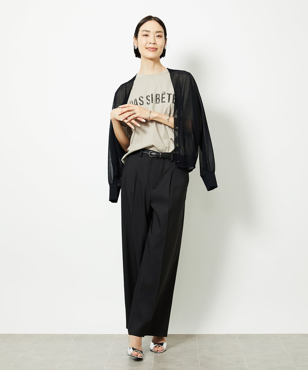 F6KJA41120 MICHEL KLEIN(小さいサイズ)(メゾン ドゥ サンク) [小さいサイズ]かすれプリントロゴＴシャツ カーキ