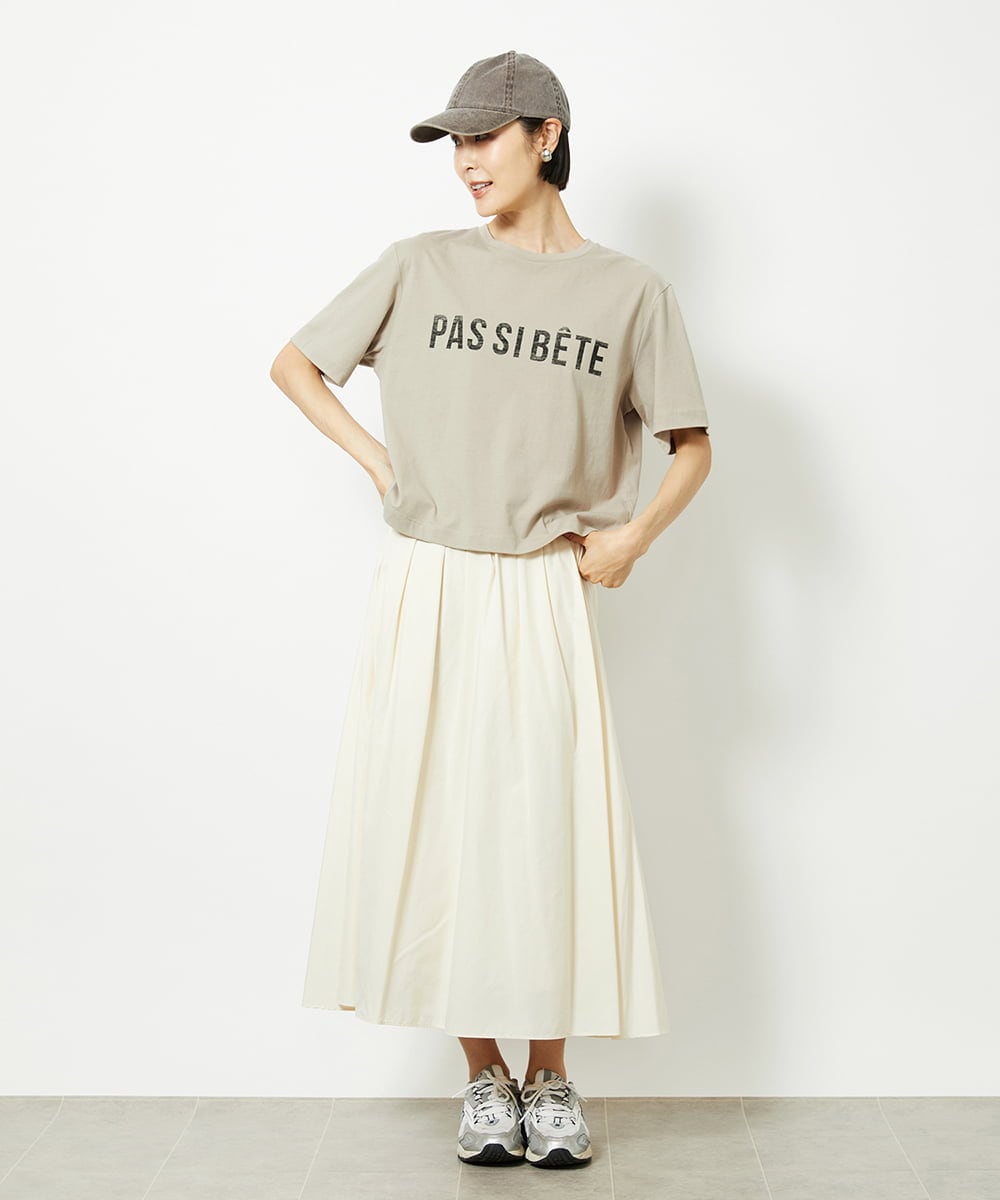 F6KJA41120 MICHEL KLEIN(小さいサイズ)(メゾン ドゥ サンク) [小さいサイズ]かすれプリントロゴＴシャツ カーキ