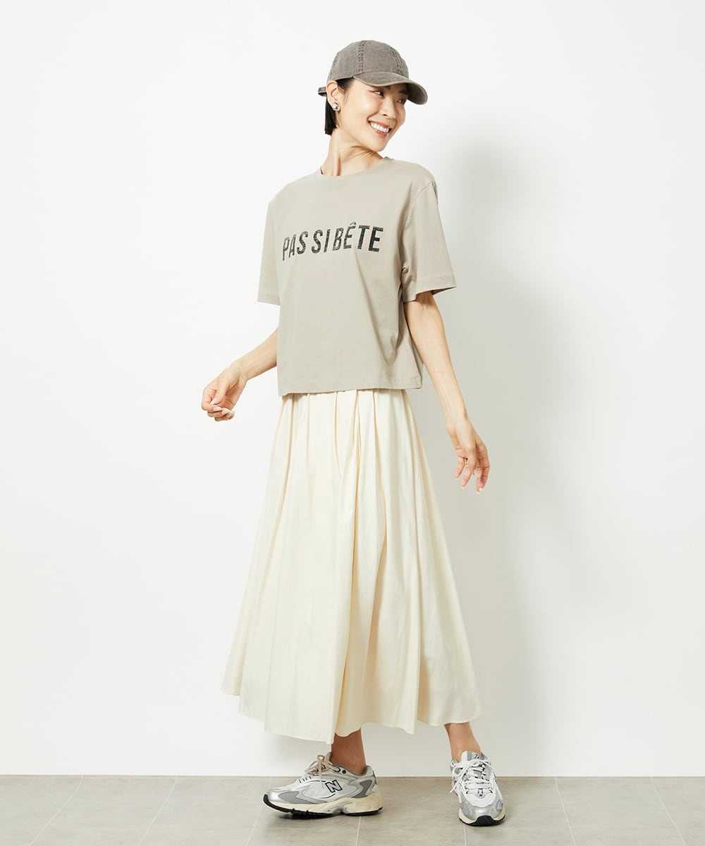F6KJA41120 MICHEL KLEIN(小さいサイズ)(メゾン ドゥ サンク) [小さいサイズ]かすれプリントロゴＴシャツ カーキ