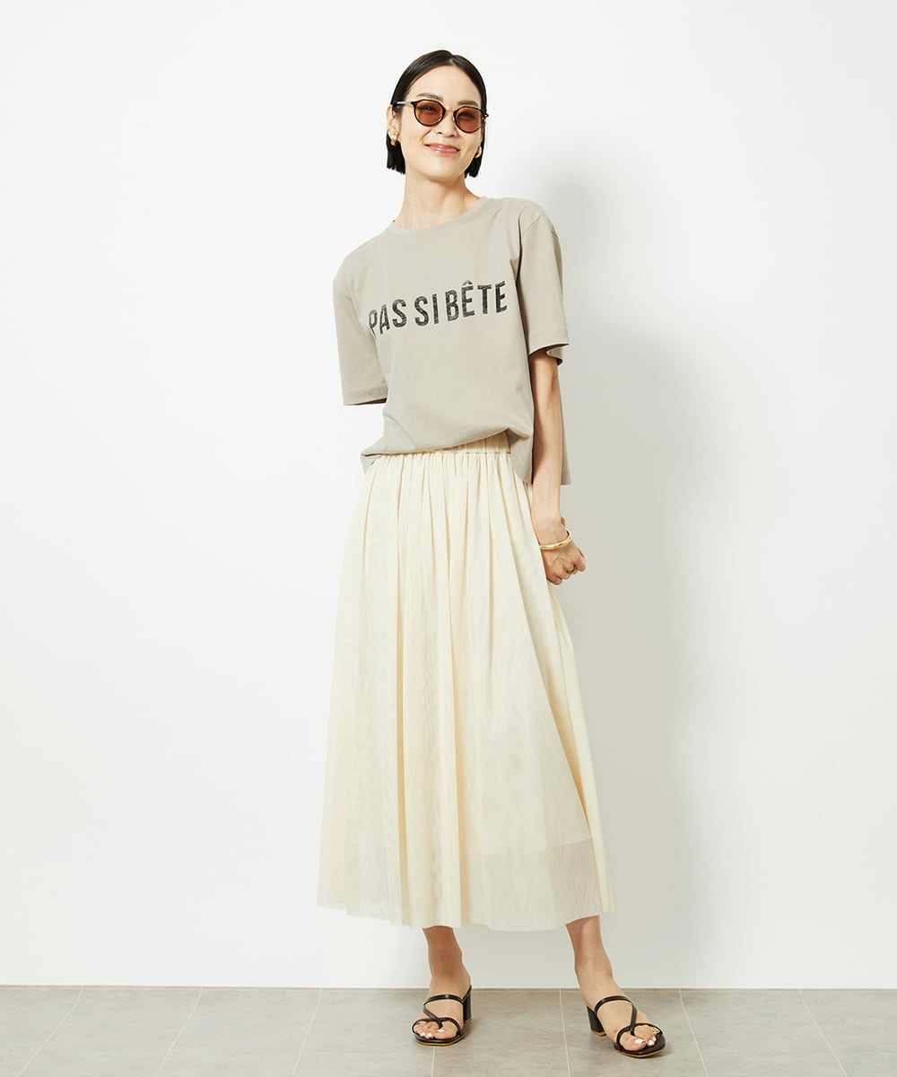 F6KJA41120 MICHEL KLEIN(小さいサイズ)(メゾン ドゥ サンク) [小さいサイズ]かすれプリントロゴＴシャツ カーキ