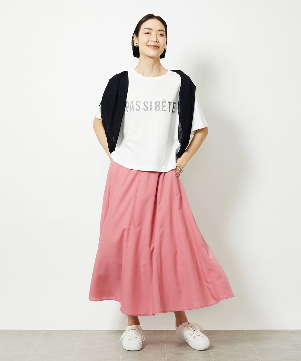 F6KJA41120 MICHEL KLEIN(小さいサイズ)(メゾン ドゥ サンク) [小さいサイズ]かすれプリントロゴＴシャツ カーキ