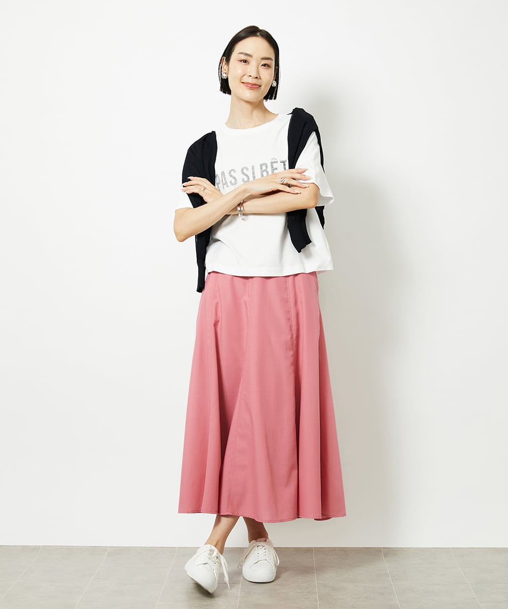 F6KJA41120 MICHEL KLEIN(小さいサイズ)(メゾン ドゥ サンク) [小さいサイズ]かすれプリントロゴＴシャツ カーキ