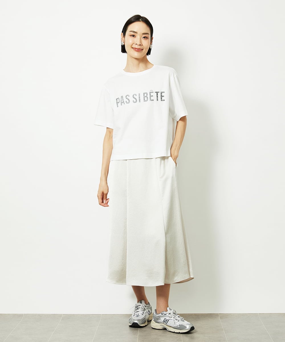 F6KJA41120 MICHEL KLEIN(小さいサイズ)(メゾン ドゥ サンク) [小さいサイズ]かすれプリントロゴＴシャツ カーキ