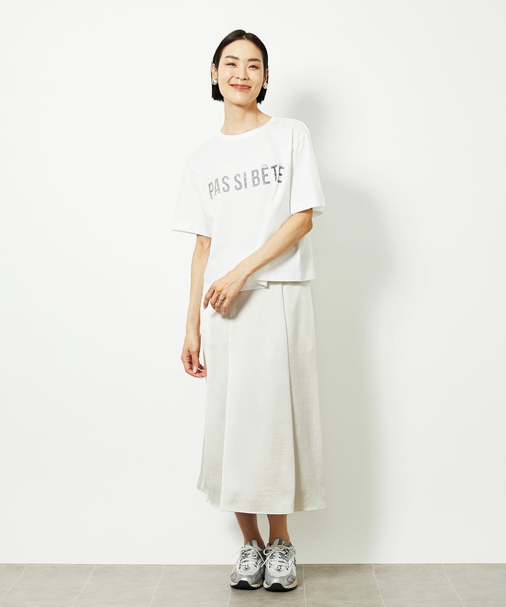 F6KJA41120 MICHEL KLEIN(小さいサイズ)(メゾン ドゥ サンク) [小さいサイズ]かすれプリントロゴＴシャツ カーキ