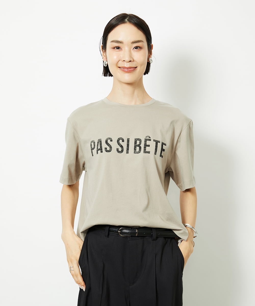 F6KJA41120 MICHEL KLEIN(小さいサイズ)(メゾン ドゥ サンク) [小さいサイズ]かすれプリントロゴＴシャツ カーキ