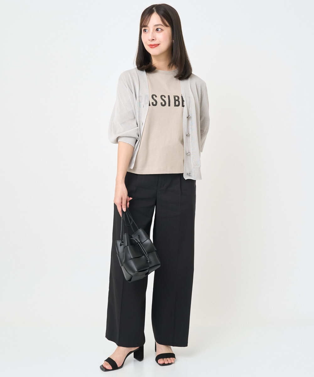 F6KJA41120 MICHEL KLEIN(小さいサイズ)(メゾン ドゥ サンク) [小さいサイズ]プリントロゴＴシャツ カーキ