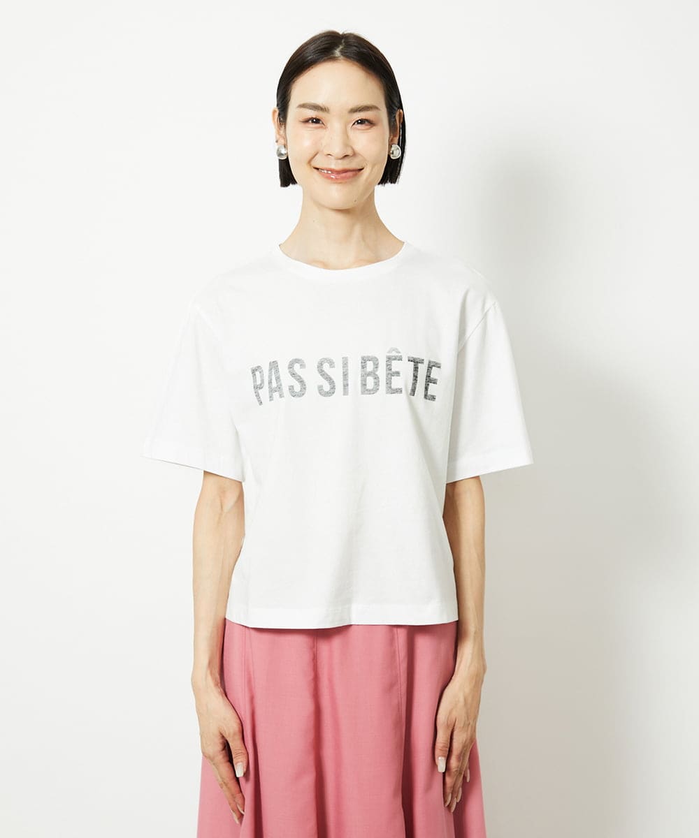 F6KJA41120 MICHEL KLEIN(小さいサイズ)(メゾン ドゥ サンク) [小さいサイズ]かすれプリントロゴＴシャツ カーキ